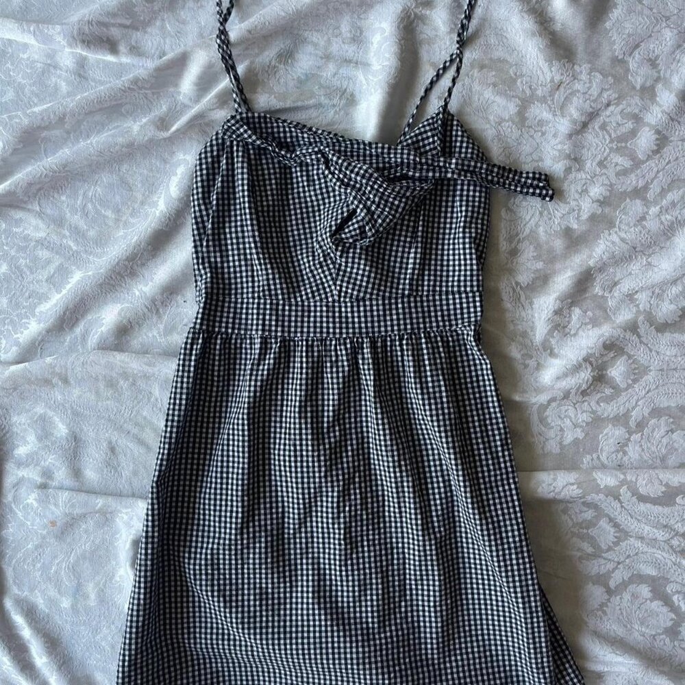 s black and white gingham babydoll mini...